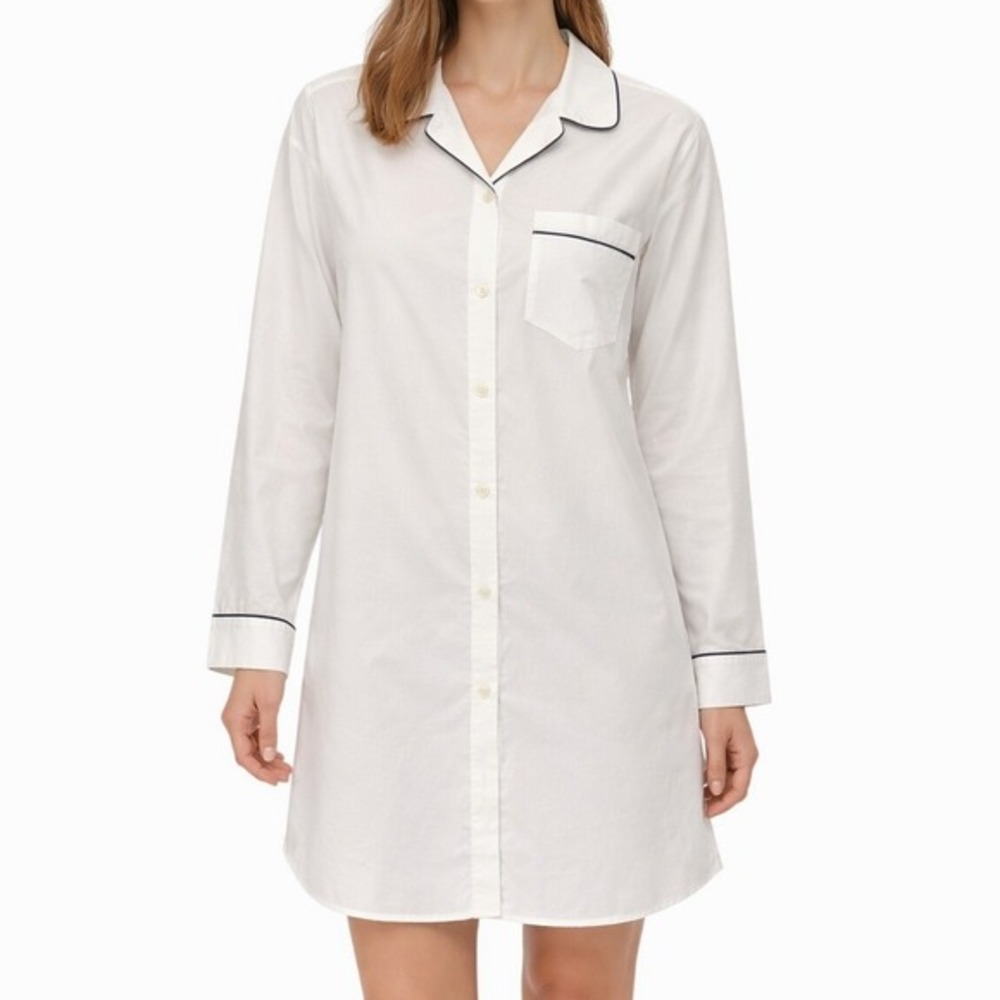 Victoria's Secret Country Cotton Pajama Shirt Size Small White Vintage Deadstock